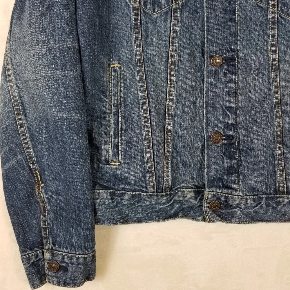 VTG Levis Mens Denim Trucker Jacket Sz M‎ Medium Wash Blue Jean Button Up Coat - Picture 7 of 11